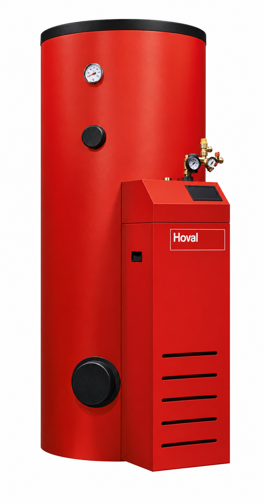 Caldaia Hoval rossa, vista frontale